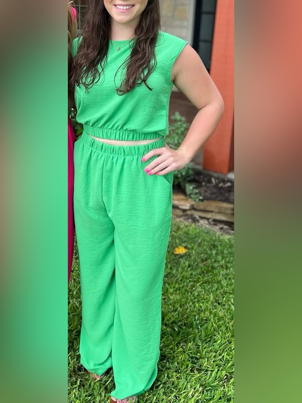 Two Piece Green Jumpsuit Set